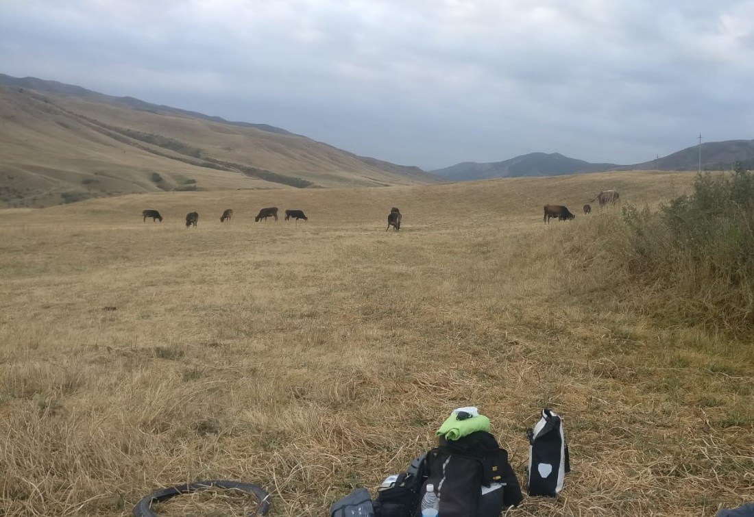 Camping near the Taldyk Pass on the Pamir Highway